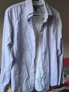 Express Men's Light Purple Micro-Pattern Dress Shirt
